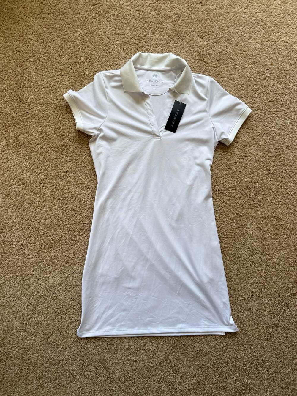 RENWICK Women's Performance V-Neck Golf Polo Dress White XS